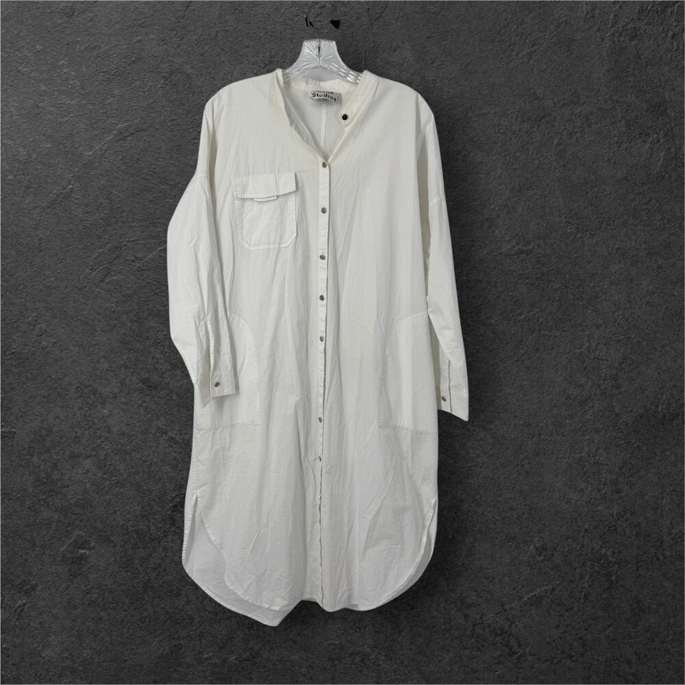 ACNE STUDIOS Leavy White Poplin Shirt Dress 34 XS Oversized 100% Cotton READ